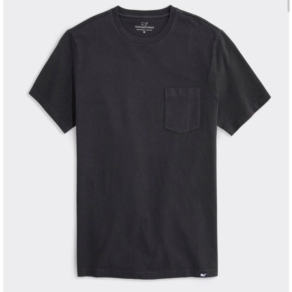 Vineyard Vines Garment-Dyed Surf Pocket Tee Jet Black Small New With Tags